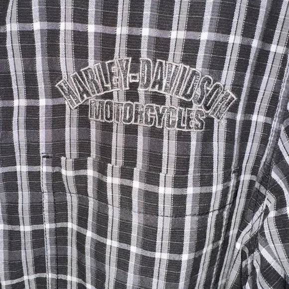 Harley-Davidson Mens Flames Embroidered Plaid Long Sleeve Size Large - Picture 7 of 8